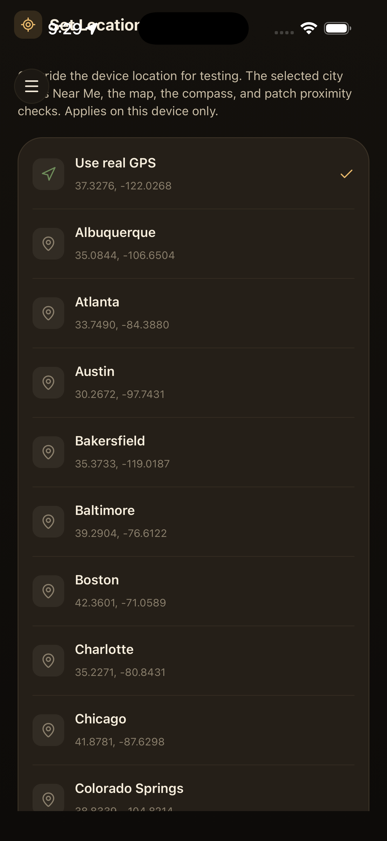 Set location — /(drawer)/dev-location