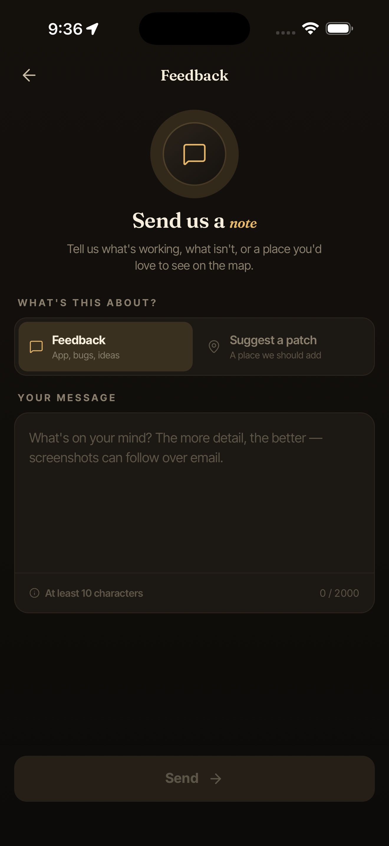 Feedback — /(drawer)/feedback