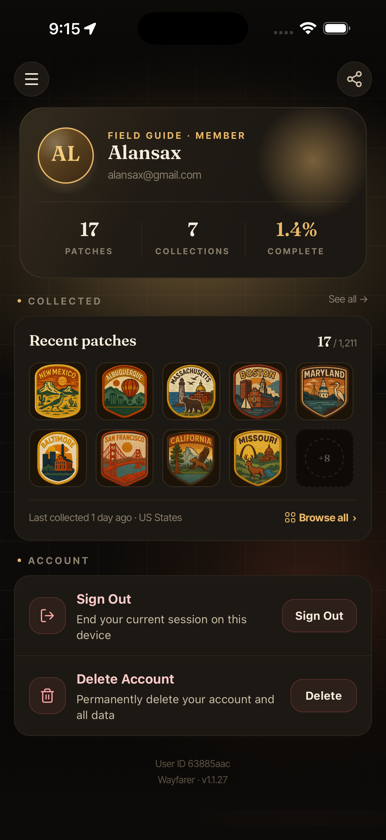 Profile — /(drawer)/profile