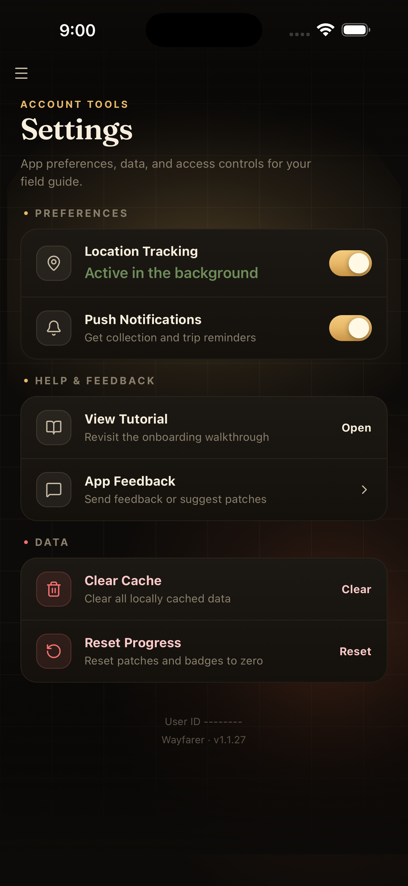 Settings — /(drawer)/settings